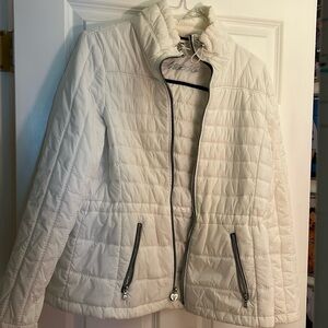 Guess white puffer coat.
